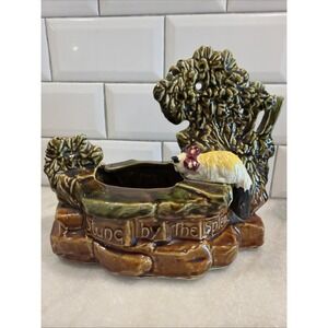VINTAGE MCCOY CAT AT WELL PLANTER Stung by the Splendor of a Sudden Thought